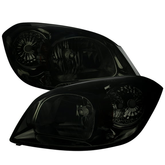 Crystal Clear Headlights w/ Amber Reflector (Chrome Housing/Smoke Lens) Made for and Compatible with 2005-2010 Chevrolet Cobalt Pontiac Pursuit/G5