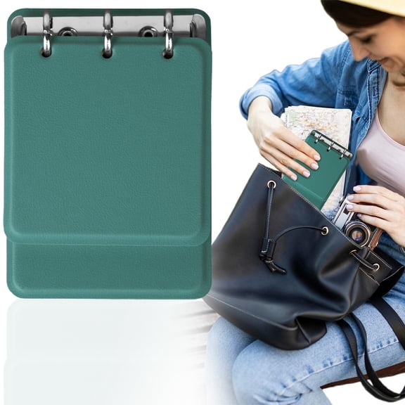 Mini Binder 3 Ring Refillable Notebook Compact Leather Journal 180 Lined Pages Pocket Loose Leaf Binder Notebook Colorful Portable Daily Writing Memo Composition Notebook Classroom Must Haves