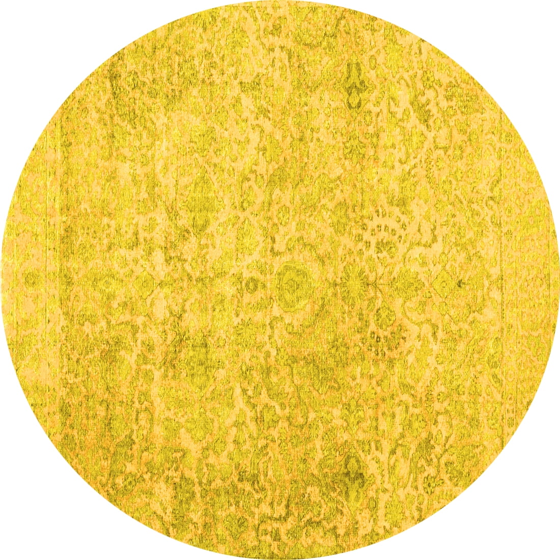 Ahgly Company Indoor Round Abstract Yellow Contemporary Area Rugs, 8 ...
