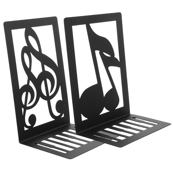 Mutmorningal 2-Pack Iron Musical Note Bookends for Bookshelf, Desktop Book Supports and Decorative Ornaments