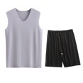 thumbnail image 1 of Conjunto Deportivo de los Hombres, Moda Casual de Color Sólido Cuello en V sin Mangas de Elasticidad Superior para el Desgaste Al Aire Libre, Traje Atlético de Humedad, 1 of 5