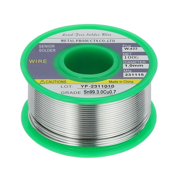 Solder Wire 100g/3.527 oz,1mm/0.04 Inch Sn96.5Ag3.0Cu0.5 for Electrical Soldering, 217C(423F) Melting