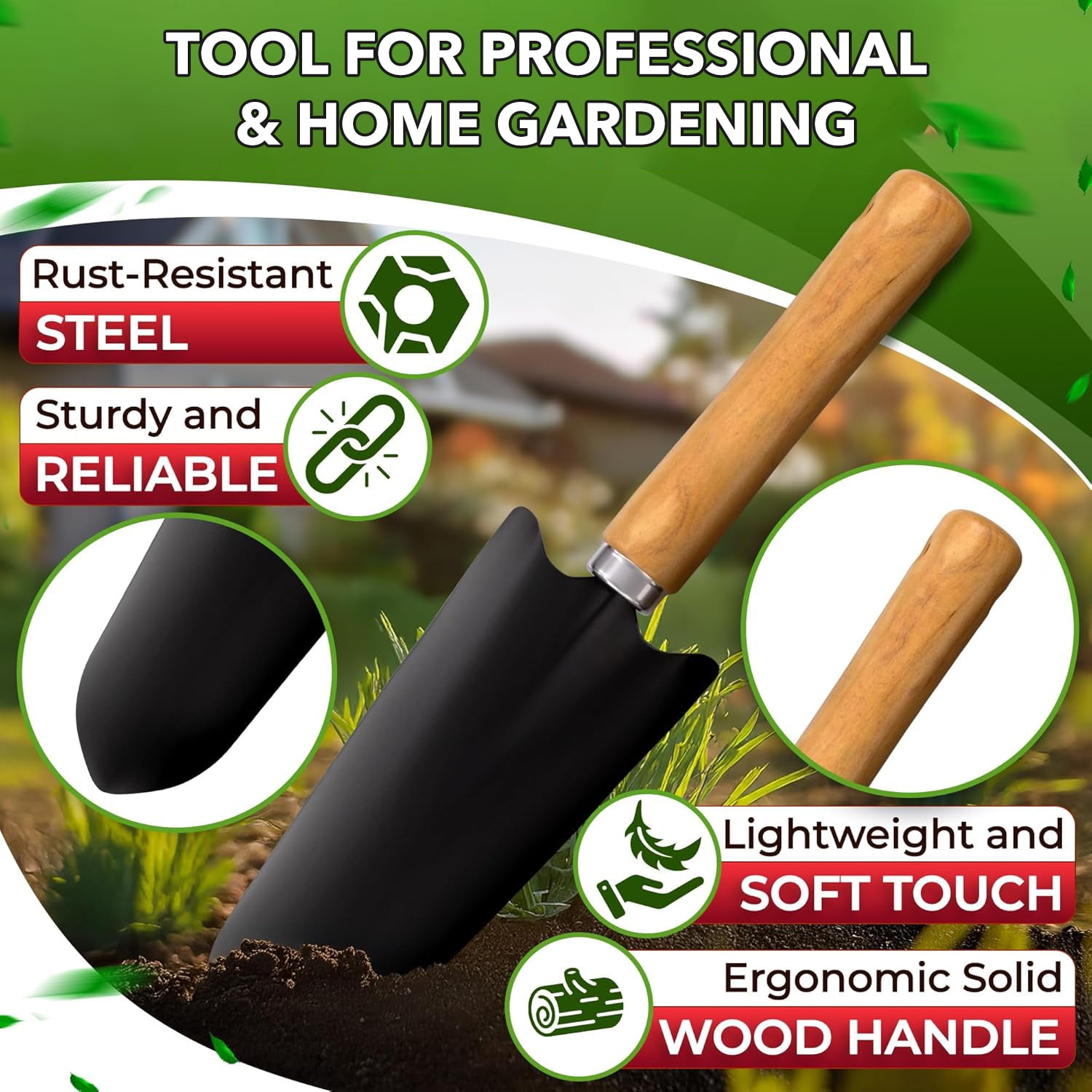 BN-LINK Gardening Tool Set, 9 Piece Heavy Duty Gardening Hand Tools with Durable Garden Tools Organizer Handbag, Rust-Proof Garden Tool Set, Ideal Gifts for Women and Men