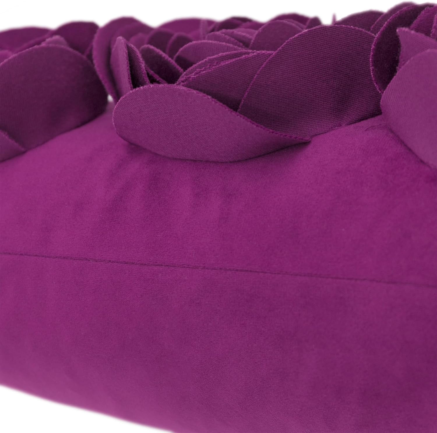 JWH  3D Velvet Rose Floral Design Throw Pillow Cases Handmade for Bed Sofa Chair Decoration 12x20inch Berry