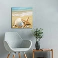 thumbnail image 4 of JEUXUS Beach Wall Art Bathroom Paintings Decor Seashell Starfish Nature Canvas Picture Blue Ocean Theme Decorations Posters Contemporary Nautical for Bedroom 16x16in, 4 of 4