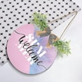 thumbnail image 4 of Welcome Sign with Wreath for Front Door, Rustic Round Hanging Welcome Sign, Wall Housewarming Gift for Home 11.8in, Pink Summmer Home Decor, 4 of 7
