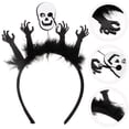 thumbnail image 2 of Diadema de Halloween con calavera y esqueleto, accesorio esponjoso para disfraz de Halloween, 2 of 5