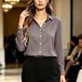 thumbnail image 6 of Karight Womens Button Down Shirts Cotton Oxford Shirt Dress Shirt Long Sleeve Work Blouses Tops with Pocket, 6 of 6