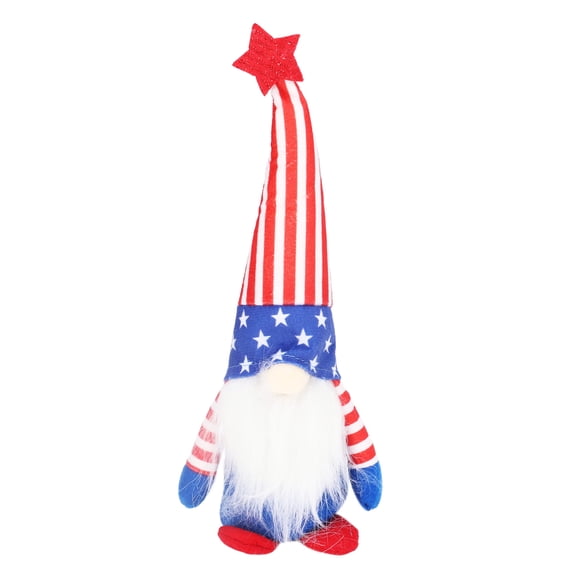 Independence Day Gnome Handcrafted Patriotic Gnome Plush Decoration 8.27x3.94x1.97 Inches / 21x10x5 cm Cute Faceless Doll Desktop Figurine Ornament with Vertical Stripes