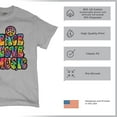 thumbnail image 4 of Tee Hunt Dean Russo Peace Love Music T-Shirt Guitar Happy Good Vibe Men's Tee, Gray, 5X-Large, 4 of 5