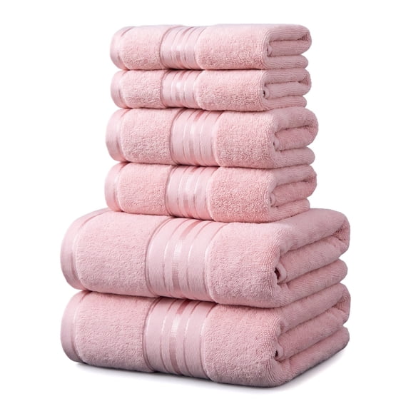 6 Piece Cotton Towel Set – 2 Washcloths for Face, 2 Hand Towels, and 2 Bath Towels for Full-Body Drying, Thick, Soft & Generously Sized – for Home, Gym, Travel and Family Use