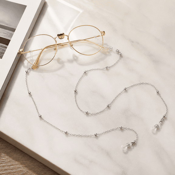 1Pcs Beaded Eyeglass Chain, Stainless Steel Glasses Holder Necklace, Anti-Loss Sunglass Lanyard Chain for Reading Glasses & Eyewear, for Women