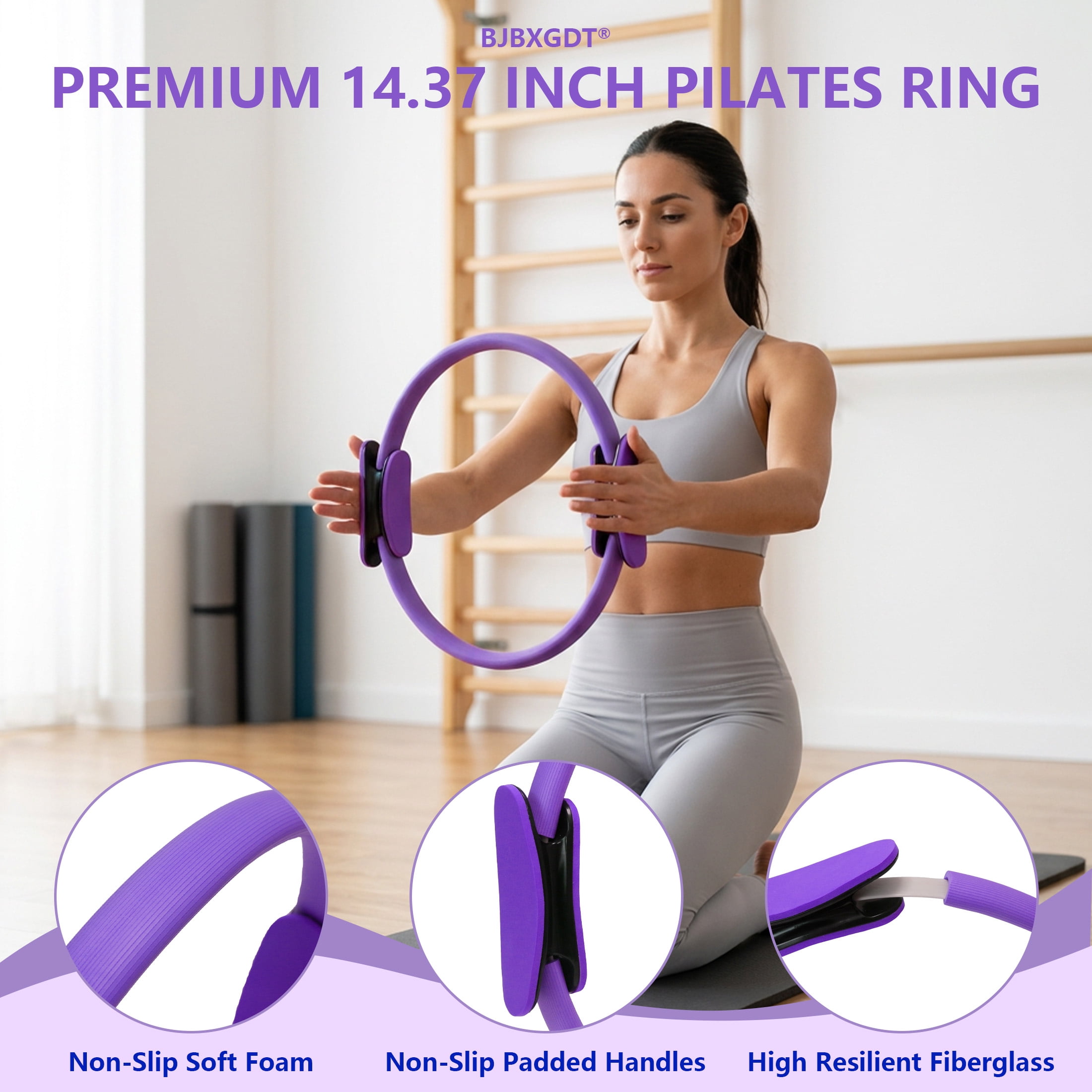 Pilates Ring Circle Set 18 Pcs Exercise Equipment Accessories for Women, Workouts Pilates Ball Stretching Strap for Women's Home Workouts & Beginners