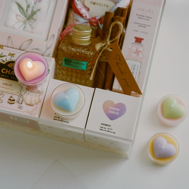Velas En Forma De Corazón Juego de velas perfumadas redondas de 1 pieza con forma de corazón para decorar fiestas de cumpleaños y aromaterapia en el hogar. JASKFLY