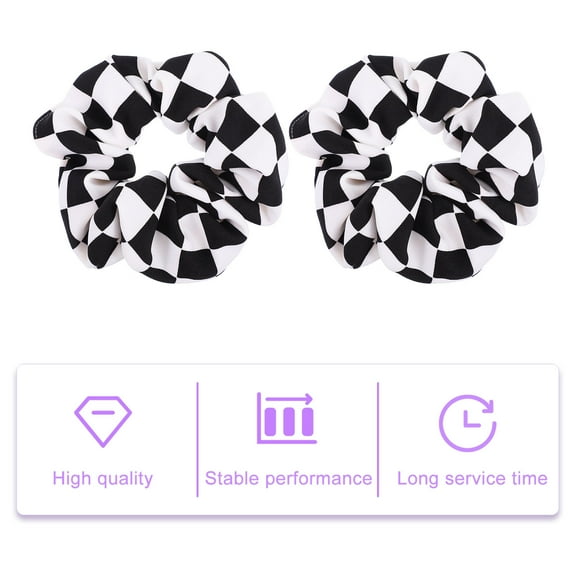 WASHWEPE 2Pcs Matching Bandana Scrunchie Hair Accessories for Women Chiffon Black White