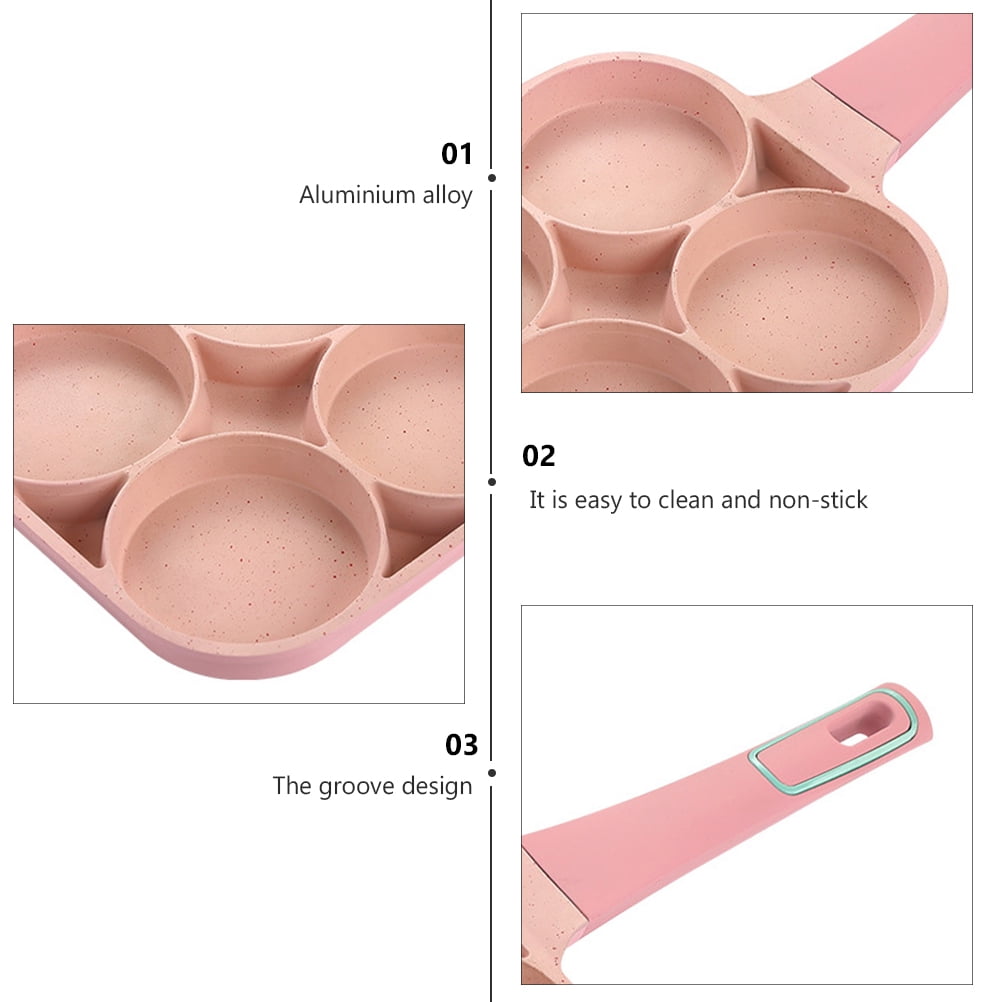 PBPBOX Pink Non Stick Egg Frying Pan with Groove Design for Easy Cooking and Even Heating