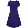 thumbnail image 3 of Diufon Maternity Dress for Women Short Sleeve Crew Neck A-Line Nursing Dress Ruffle Pregnancy Solid Color Midi Dresses, 3 of 3