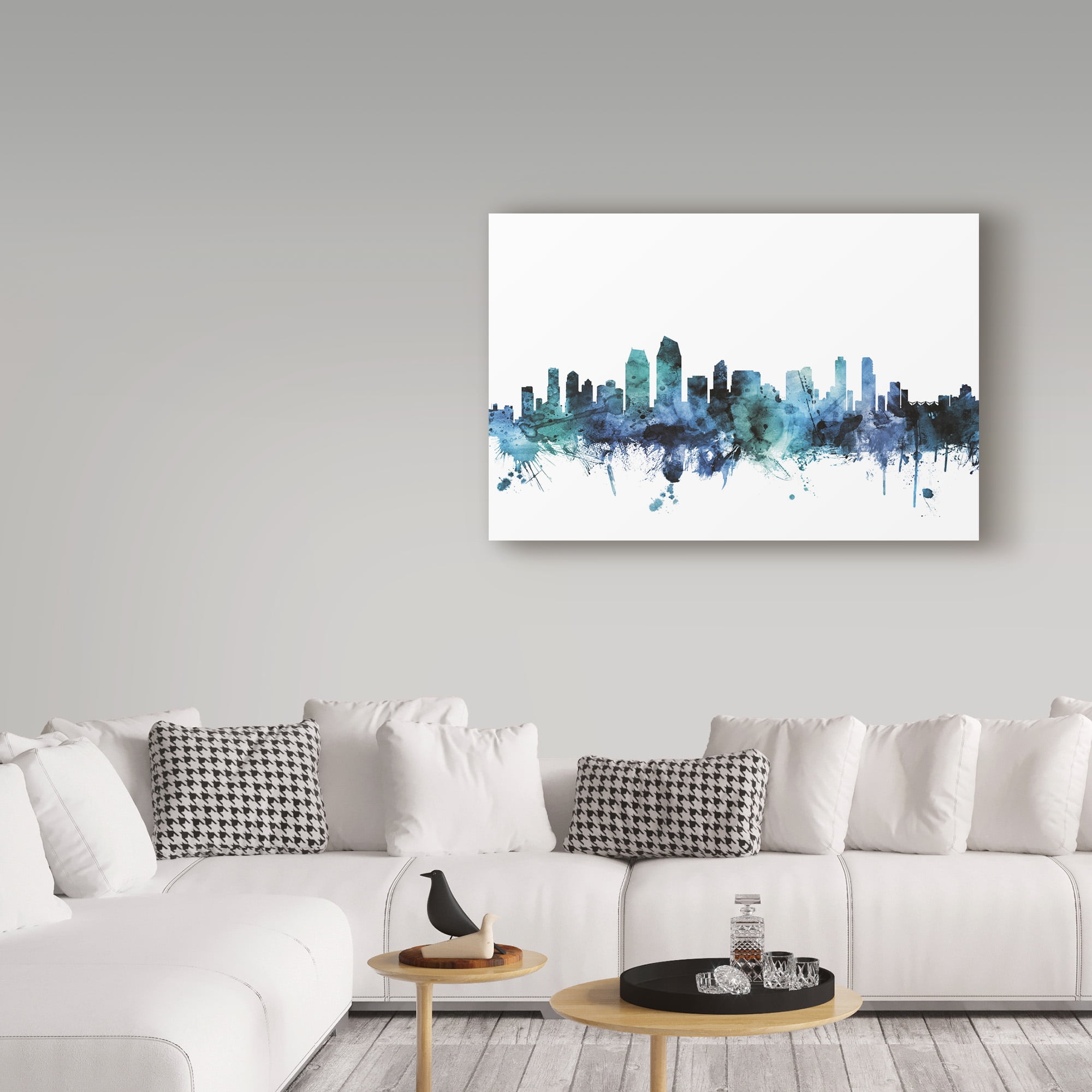 Trademark Fine Art 'San Diego California Blue Teal Skyline' Canvas Art by Michael Tompsett