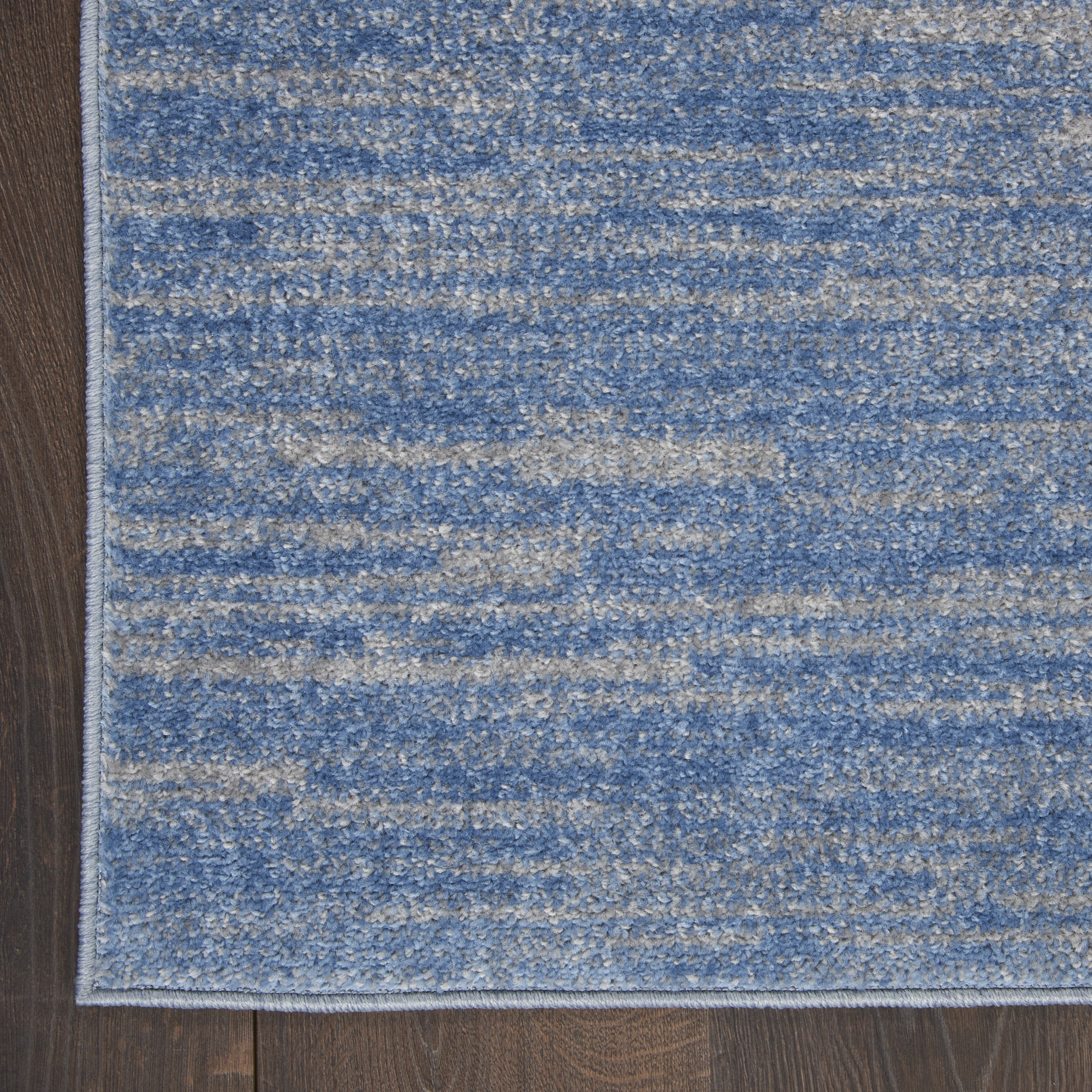 Nourison Essentials Indoor/Outdoor Blue/Grey 5' x square Area Rug, (5 Square)