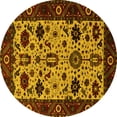 thumbnail image 1 of Ahgly Company Indoor Round Oriental Yellow Traditional Area Rugs, 7' Round, 1 of 4