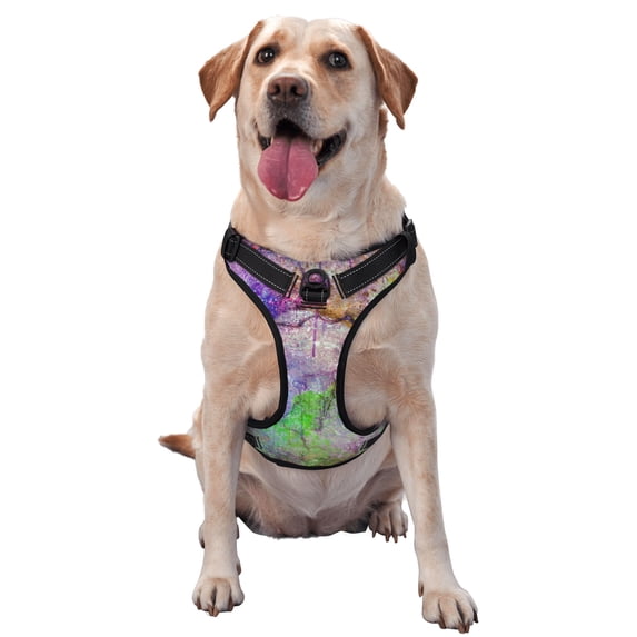 Watercolor Fantasy Purple Dog Harness, Pet Dog Out to Prevent Break Free Leash, Adjustable, Easy to Wear, X-Large