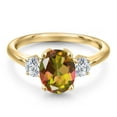 thumbnail image 3 of Gem Stone King 10K Yellow Gold Mango Mystic Topaz and Lab Grown Diamond Engagement Ring for Women | 2.54 Cttw | Oval 9X7MM | Gemstone November Birthstone | Size 8, 3 of 6