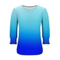 thumbnail image 7 of DailyTrove Women Relaxed Curved Hem Tops Round Neck Three Quarter Sleeve Floral Blouses, 7 of 7