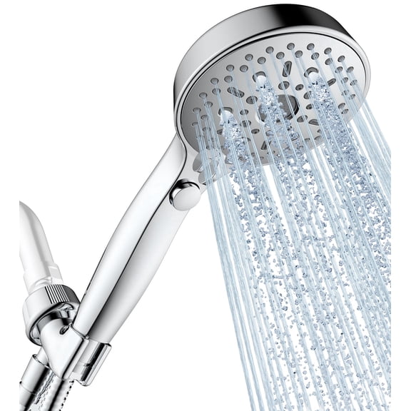 12 Functions Shower Head with handheld, High Pressure Detachable Shower Head Set with Hose ON/Off Button for Pets Dog Bath, Adjustable Bracket Rubber Washers Chrome