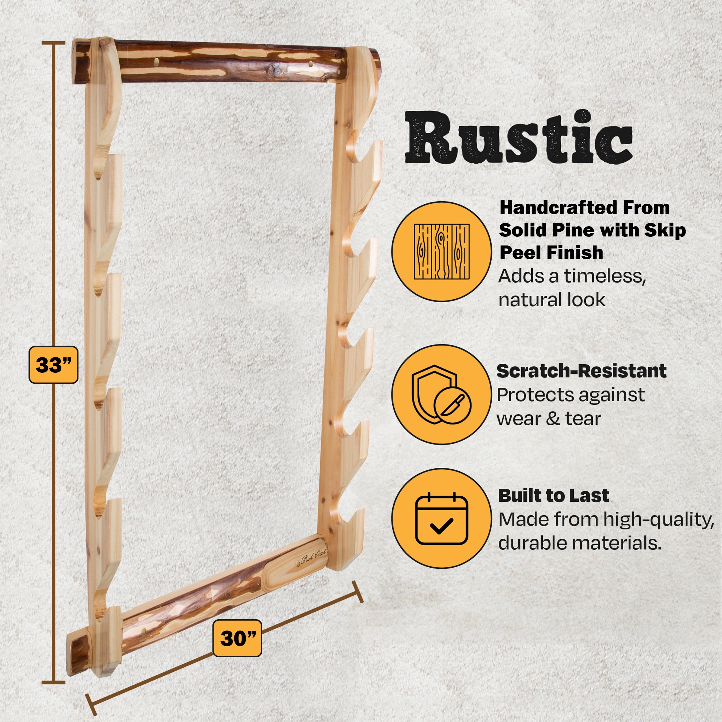 Rush Creek Creations Indoor 5-Gun Wall Rack, Pine Finish, Rifle/Shotgun Storage Display