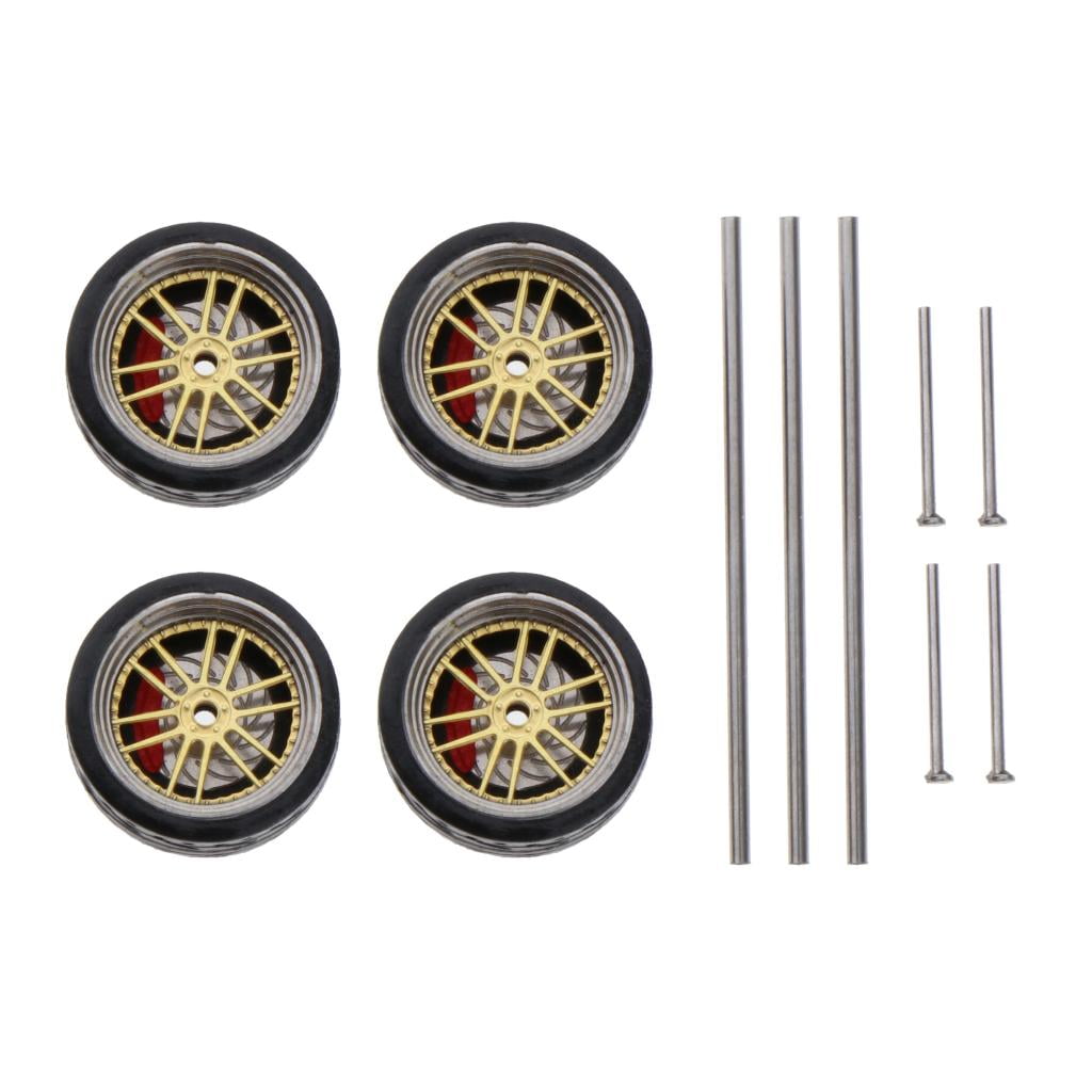 RC Rubber Wheels for 1/64 Scale RC Car 4 Pieces 1/64 Scale RC Vehicle Wheels & Tire Sets Style 1 RC Car Tires with Axles
