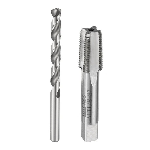 Uxcell Tap and Drill Bit Set, 1/8-27 NPT Straight Flute Thread Tap & 8.3mm Drill Bit