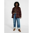 thumbnail image 3 of Terra & Sky Women's Plus Longline Brushed Plaid Shacket, Midweight, Sizes 0X-5X, 3 of 6