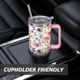 thumbnail image 7 of 40oz Pioneer Colorful Floral Stainless Steel Flip Straw Tumbler with Lid and Straw Spill Proof Travel Cup Double Wall Vacuum Insulated Coffee Mug with Handle Pink, 7 of 7