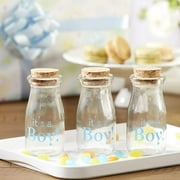 12PCS Vintage Milk Bottle Shaped Corked Glass Bottles, DIY Baby Shower Party Favor, Centerpiece Bud Vase, 4” x 2” - It's a Boy!