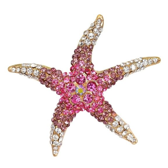Yesbay Colorful Rhinestone Starfish Brooch Elegant Clothing Accessories Men Women Bag Hat Business Suit Lapel Pin Jewelry Gift