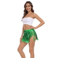 thumbnail image 2 of HDE Women's Sequin Tassel Fringe Skirt Fur Trim Hip Scarf Green XS-S, 2 of 7
