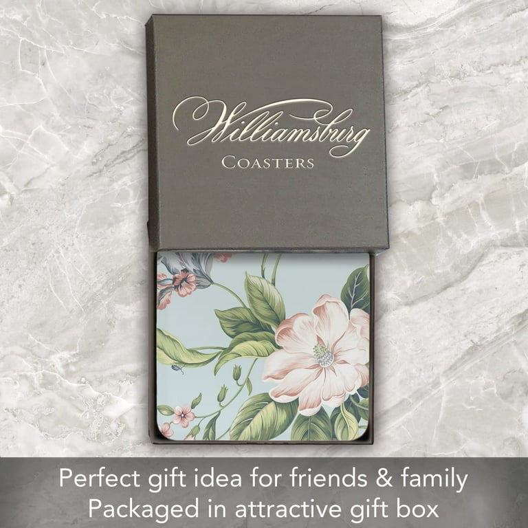 Cala Home Spring Fragrance 4 Pack Decorative Hardboard Cork Backed Coasters, Size: 4 x 4 x 1