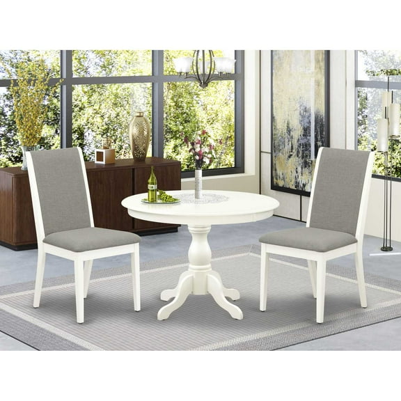 East West Furniture Hartland 3-piece Wood Dining Set in Linen White/Shitake