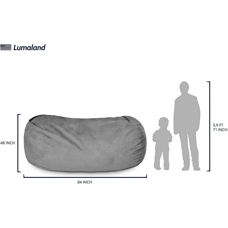 Lumaland 7ft Giant Bean Bag Chair with Microsuede Washable Cover