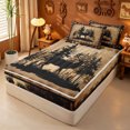 thumbnail image 2 of meiyoeat Vintage Deer Silhouette Zipper Twin Comforter Sets with Fitted Sheet and 2 Pillowcases, Rustic Paw Print Zipper Bedding Set For Boys Kids,Black Reversible,4-Piece, 2 of 7