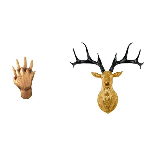 Figuras de manos de amantes del alma gemela y escultura de pared con cabeza de ciervo para decoración del hogar, dormitorio, estante, mesa, arte
