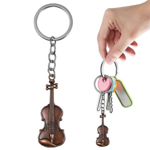 GAXIRE Llavero pequeño de violín, accesorio decorativo para bolso, colgante de instrumento musical, llavero pequeño con abalorio colgante de violín.