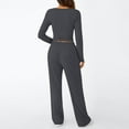 thumbnail image 4 of BILIKEYU Women's Wide Leg Long Sleeve Crop Tops Matching Sets, Fall Pajamas Women, Pajamas for Women Set, Fall Clothes, 4 of 5