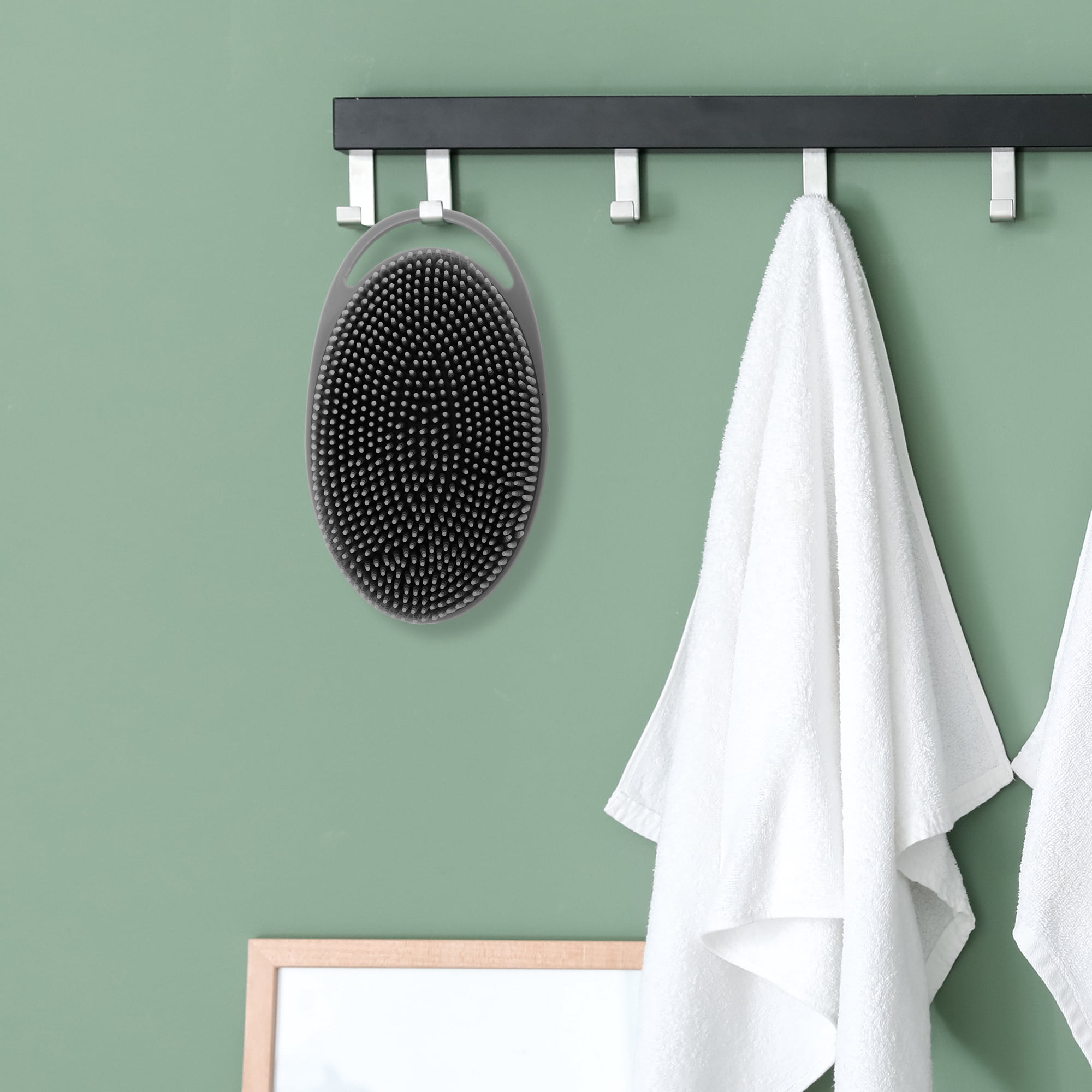 Unique Bargains Hangable Oval Bath Brush Shower Brush 1 Pc Gray