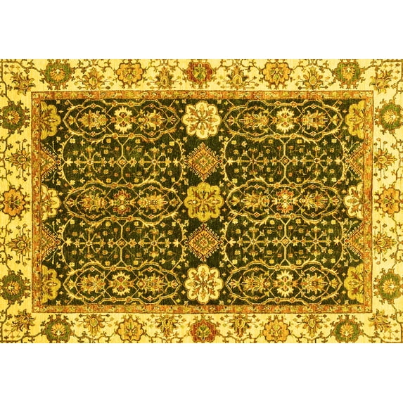 Ahgly Company Indoor Rectangle Oriental Yellow Traditional Area Rugs, 7' x 10'