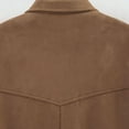 thumbnail image 4 of Women's Faux Suede Bomber Jacket Loose Lapel Collar Long Sleeve Coat Elastic Hem Concealed Zip Fleece Winter Outerwear (S, Brown), 4 of 7