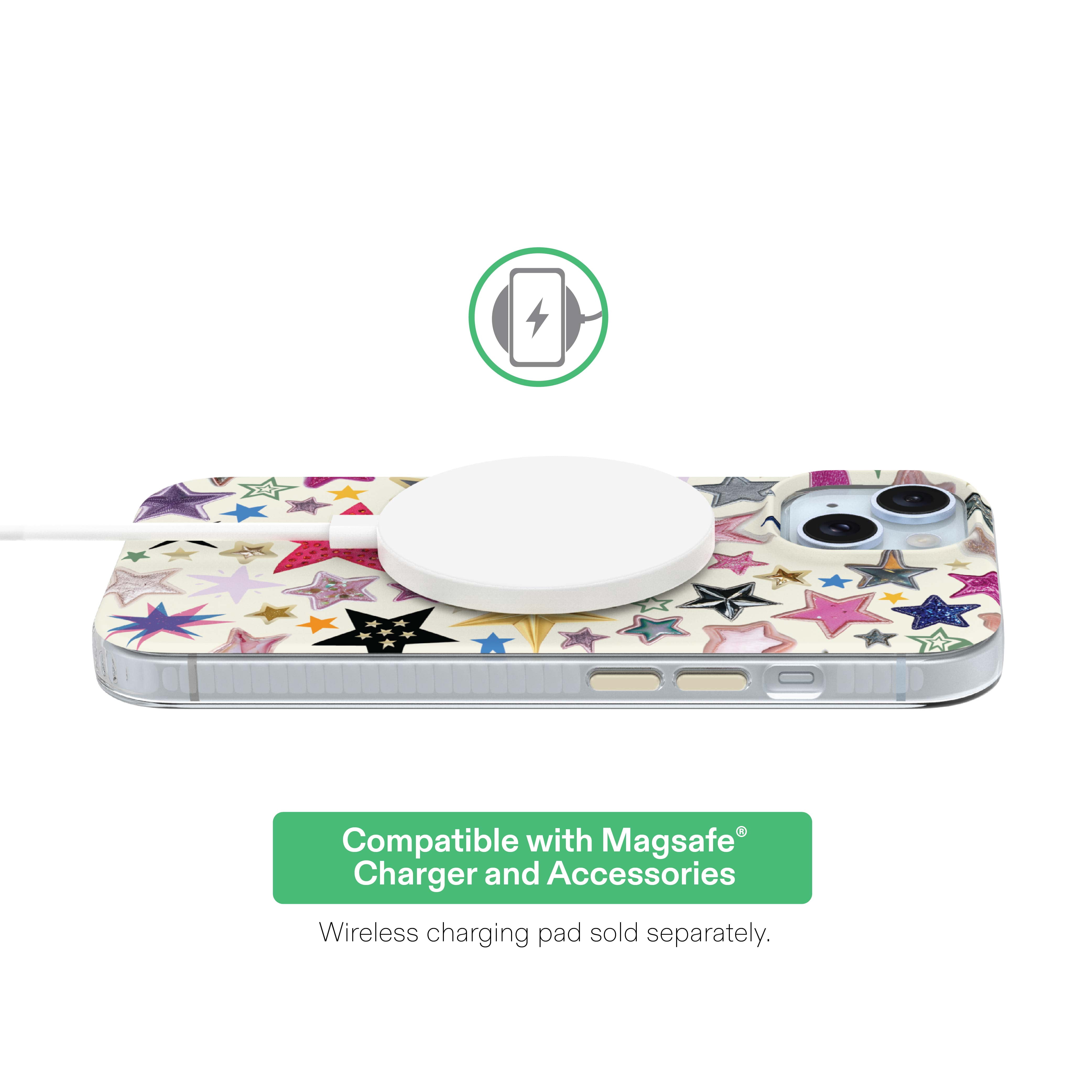 onn Phone Case for iPhone 17e / 16e / 15 / 14 / 13, MagSafe Compatible - Multicolor Stars