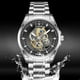 thumbnail image 4 of Reloj LIGE Reloj de moda para hombre diseño hueco plateado y negro, 4 of 5
