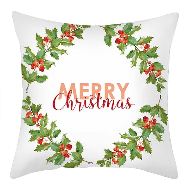 Juego de fundas de almohada de lino Fiudx Diseño de Feliz Navidad 18 x 18 pulgadas