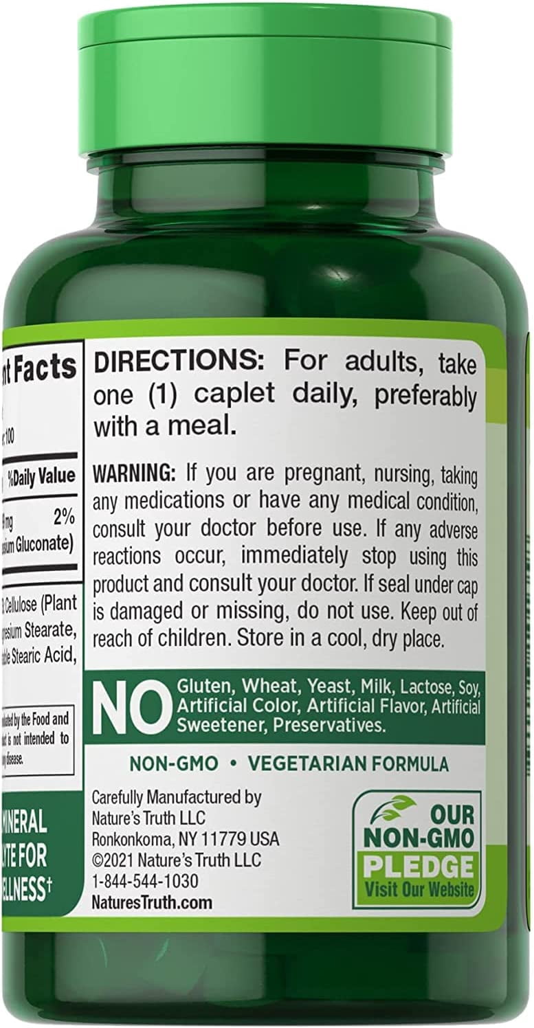 Nature's Truth Potassium Gluconate 595 mg, 100 ea (Pack of 4)
